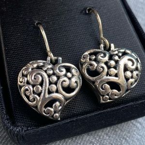 Sterling Silver 925 Heart Earrings Vintage